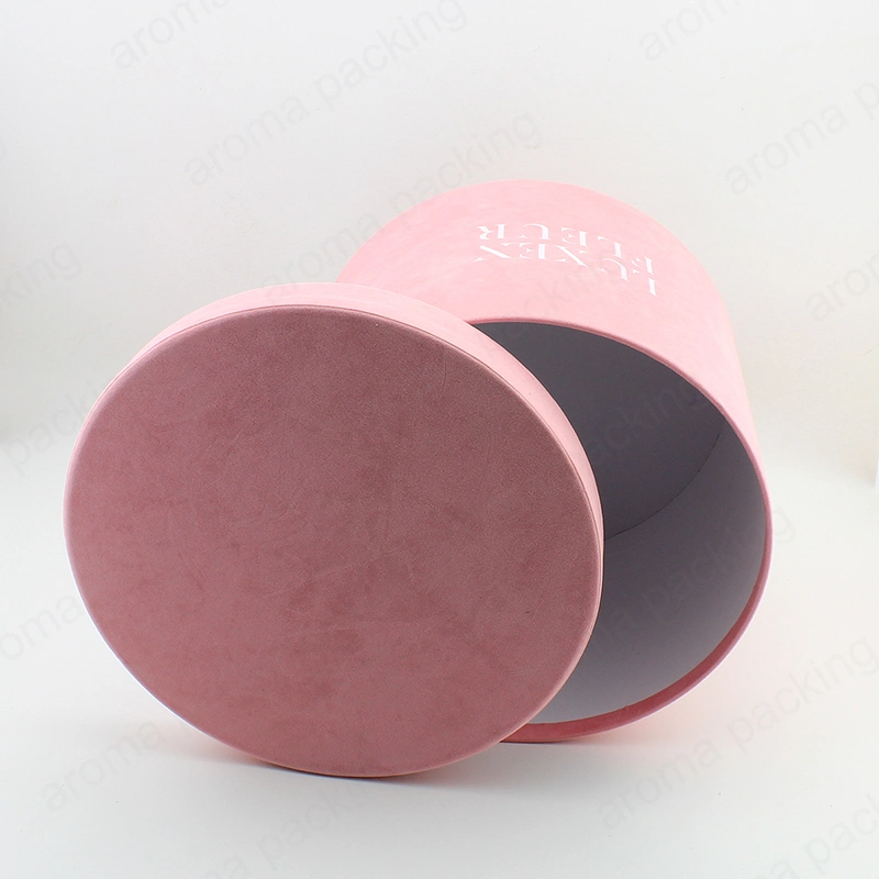 Luxury Pink Cardboard Tube Cylinder Round Rose Flower Box with Lid